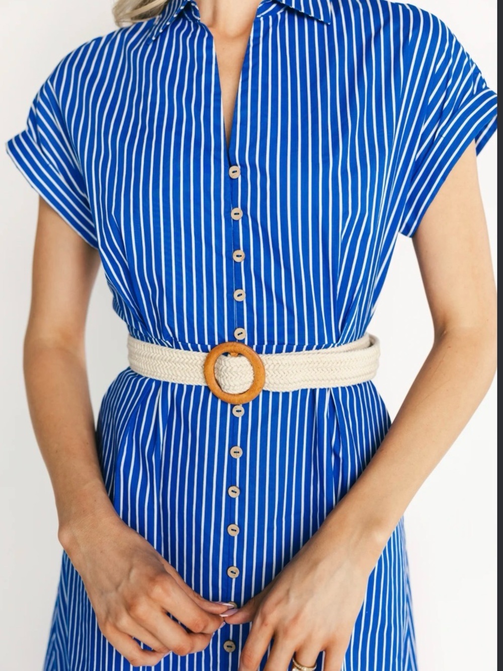 Zara Striped Midi Dress in Blue & White Size US Large